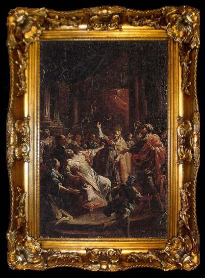 framed  Francesco Monti Saint geminianus exorcising devils from the daughter of the emperor of constantinople, ta009-2